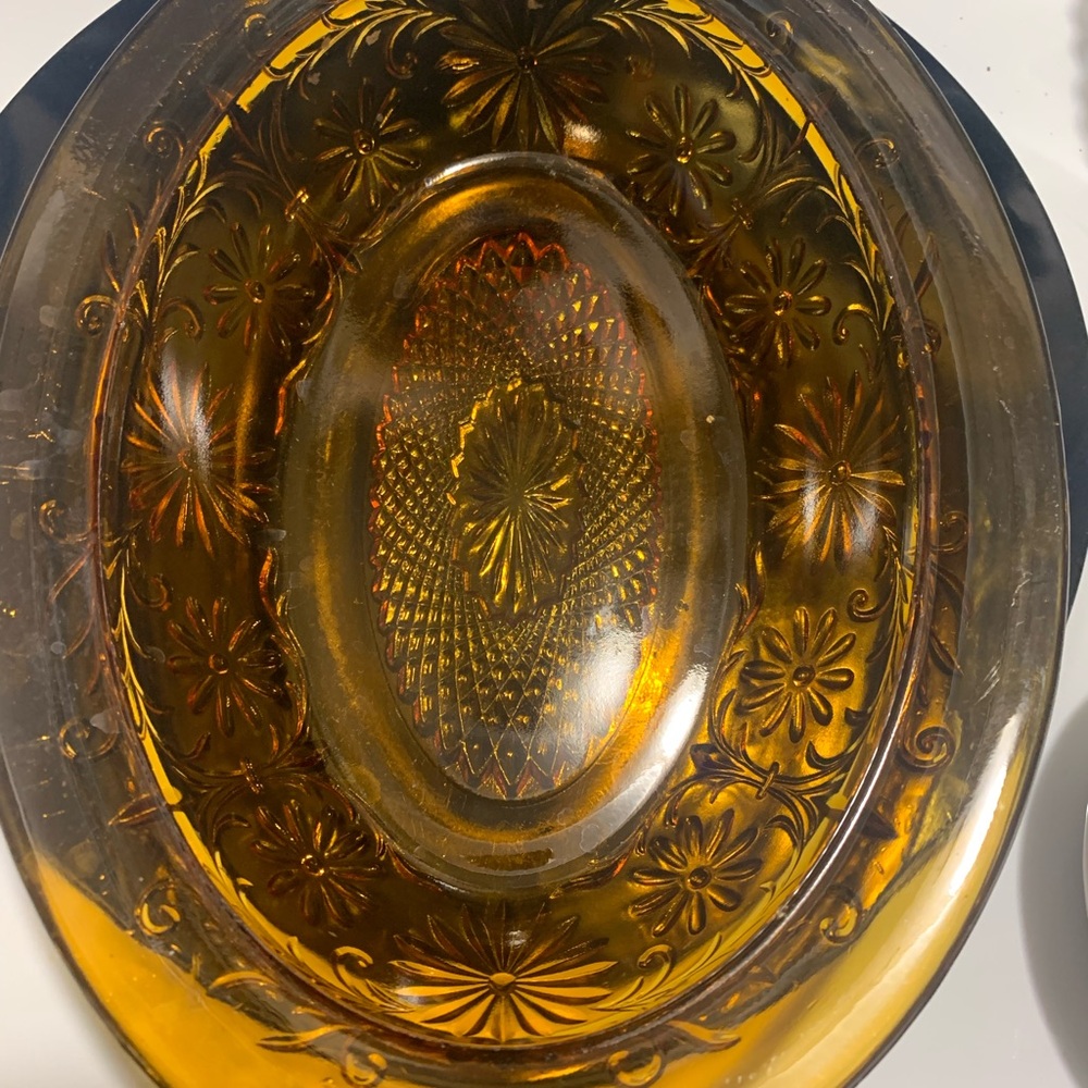 Vintage Indiana  Amber Glass Bowl